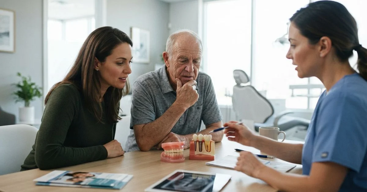 Helping an aging parent choose between dentures and implants